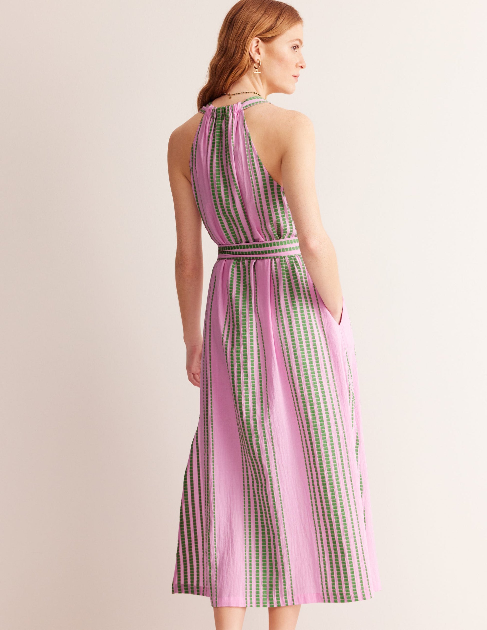 Jacquard Beach Dress-Green and Pink Jacquard-3