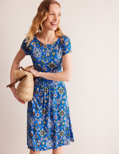 Amelie Jersey Dress-Indigo, Botanical Sprig-4