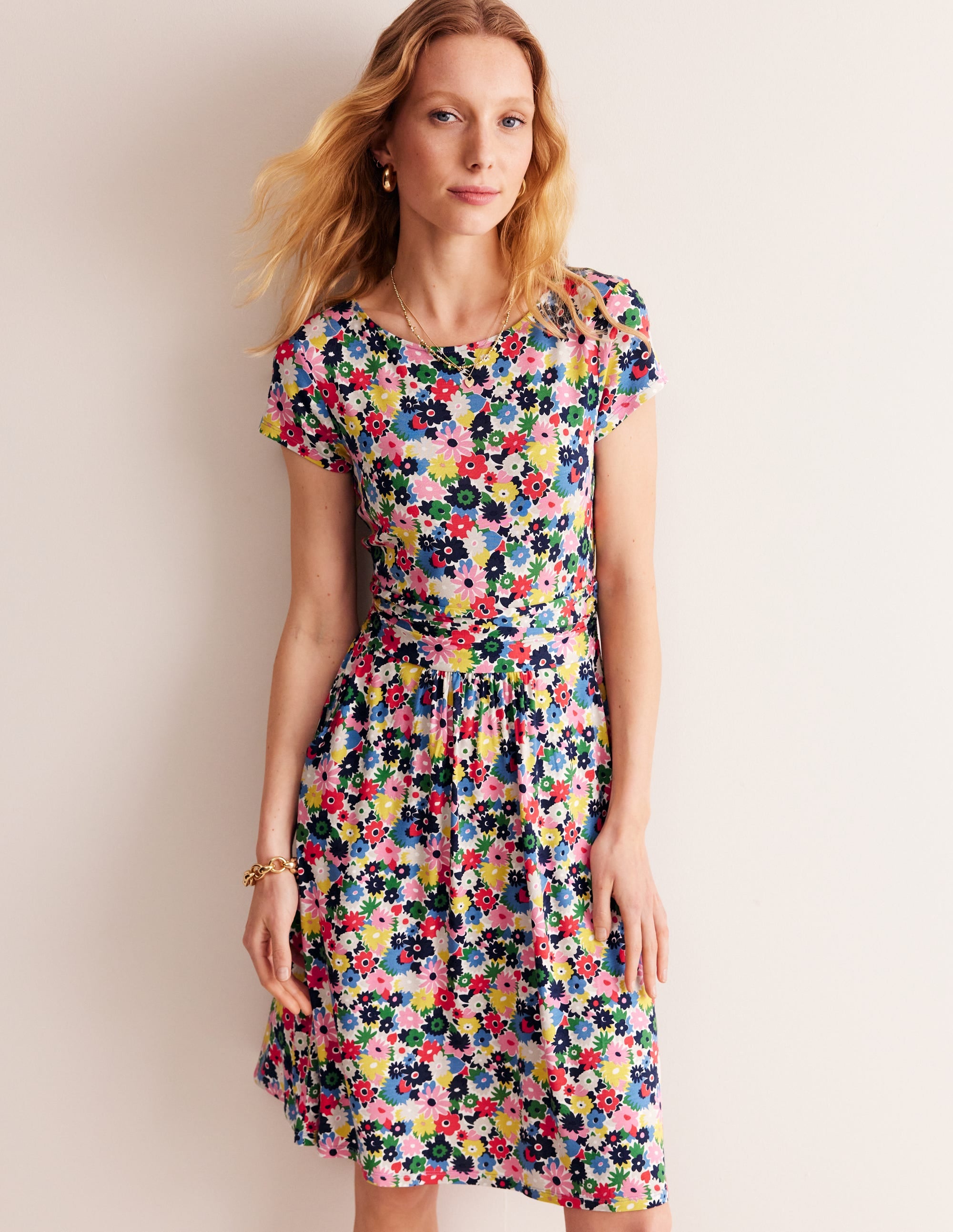 Amelie Jersey Dress-Multi, Paintbox Ditsy - Image 1