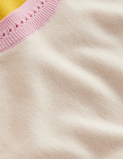 Catriona Cotton Crew T-Shirt-Warm Ivory/ Mimosa Yellow-7