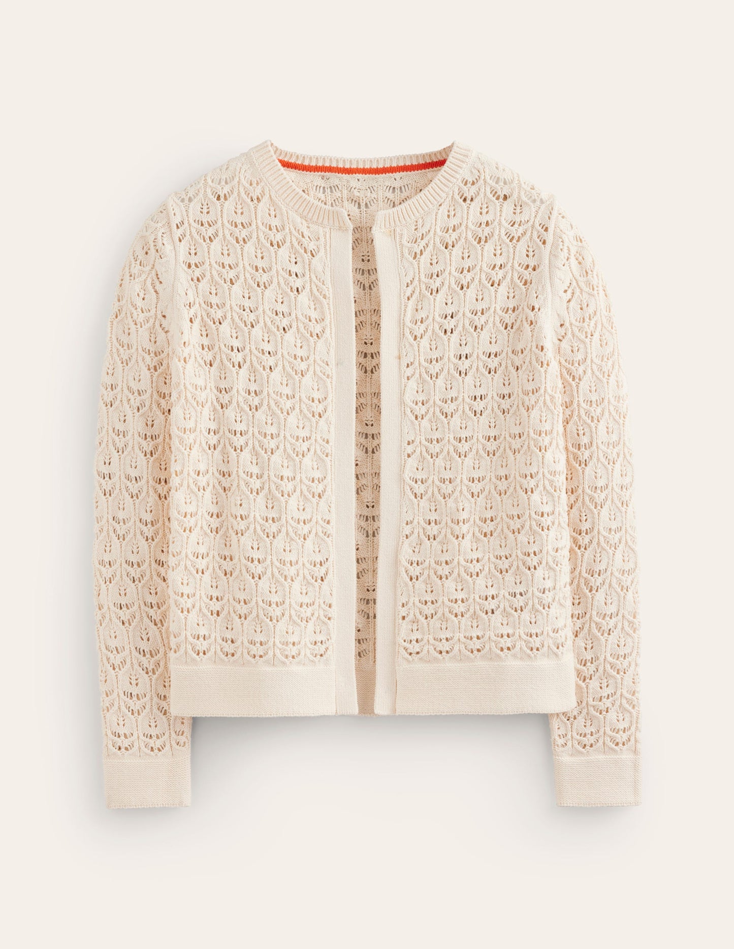 Crochet Knit Cardigan-Warm Ivory