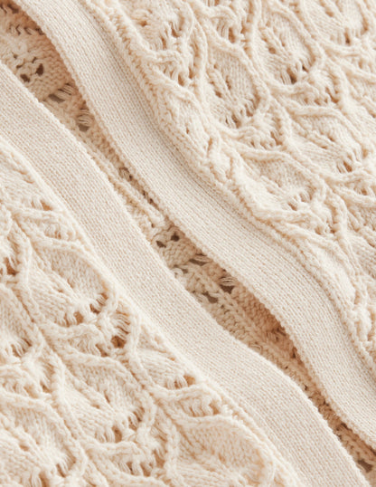 Crochet Knit Cardigan-Warm Ivory-6