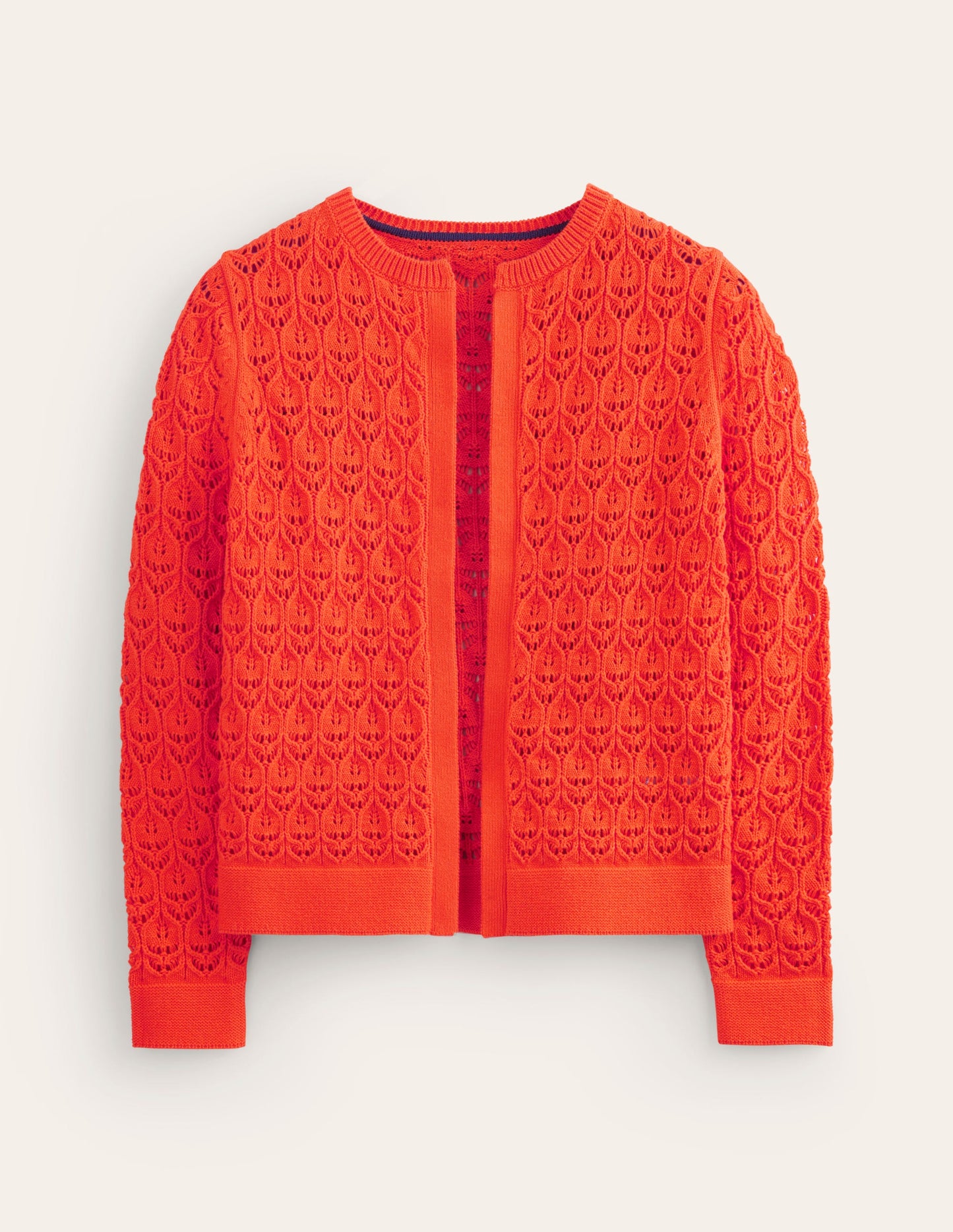 Crochet Knit Cardigan-Gladioli Orange