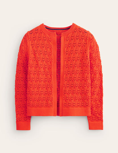 Crochet Knit Cardigan-Gladioli Orange-5