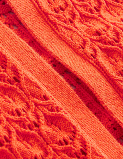 Crochet Knit Cardigan-Gladioli Orange-6