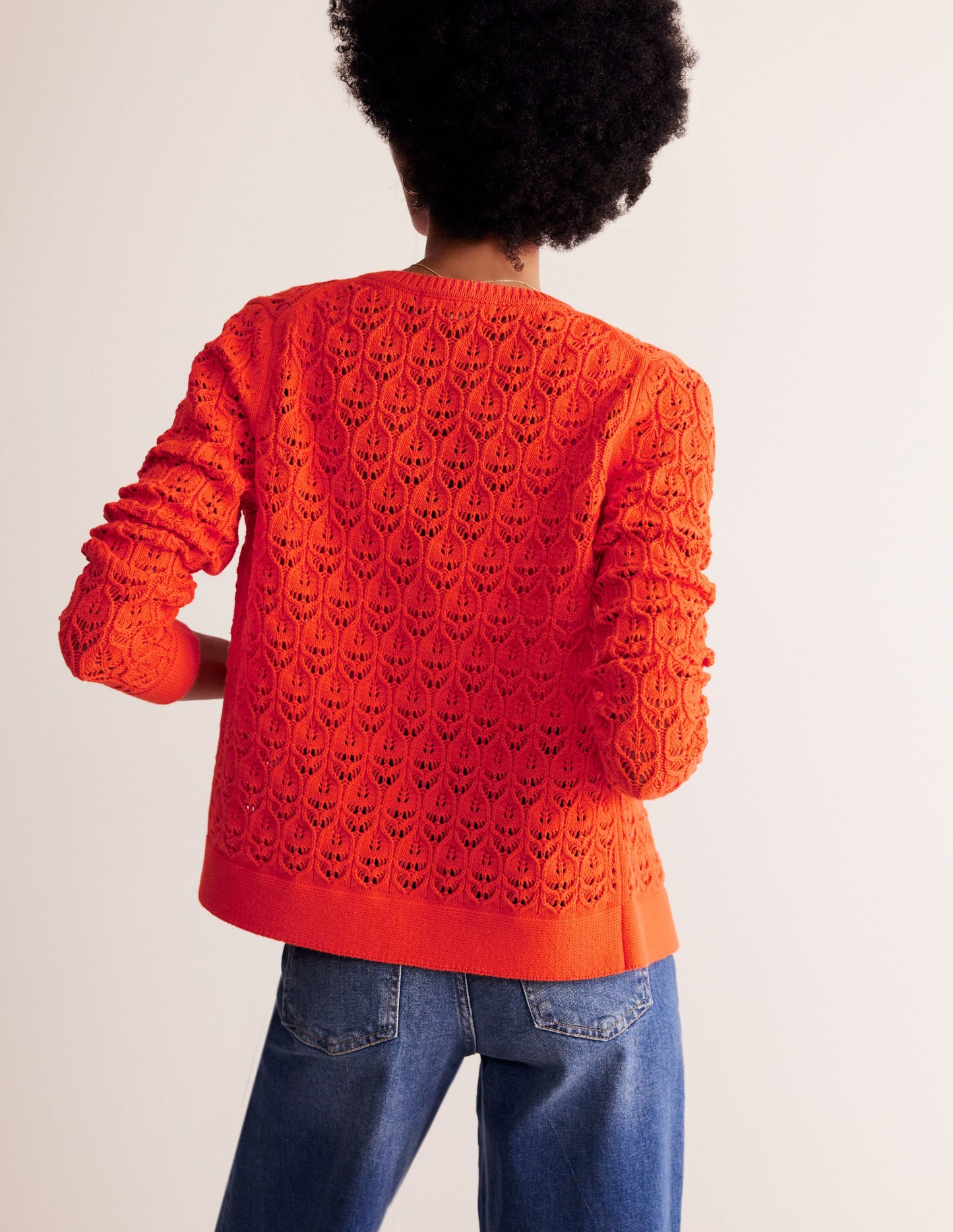 Crochet Knit Cardigan-Gladioli Orange
