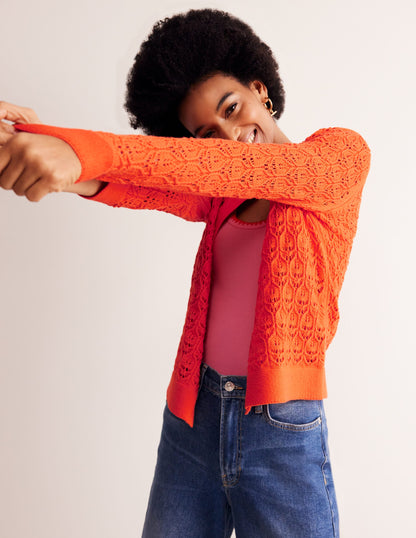 Crochet Knit Cardigan-Gladioli Orange-4