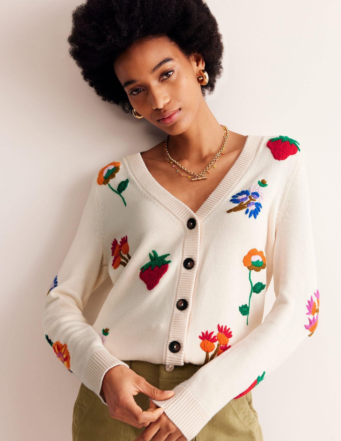 Chunky Motif Cardigan-Warm Ivory