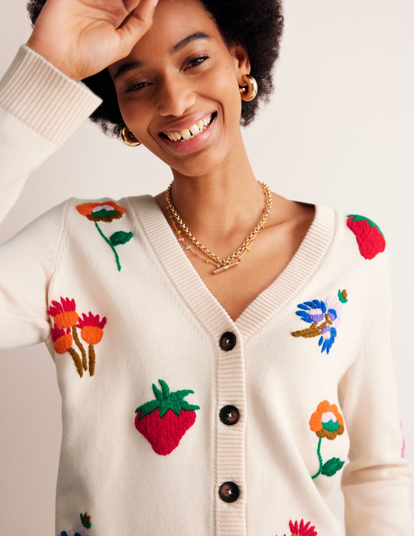 Chunky Motif Cardigan-Warm Ivory