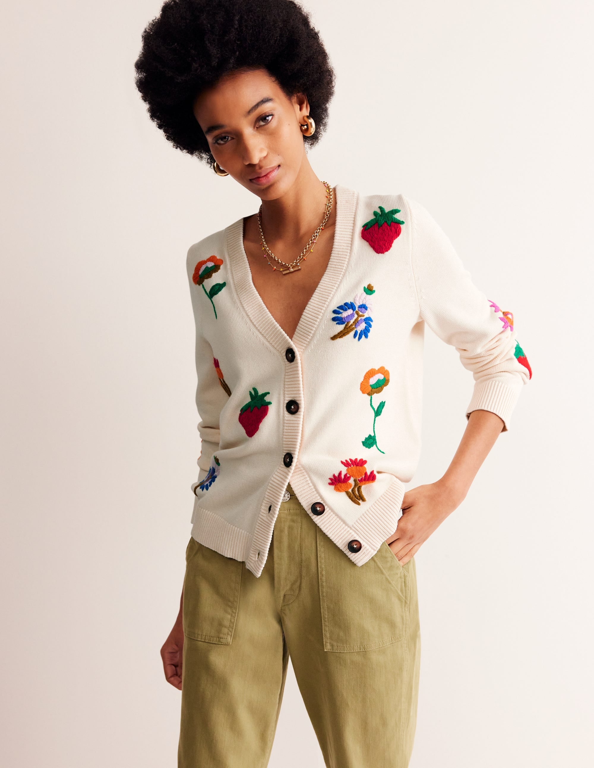 Chunky Motif Cardigan-Warm Ivory - Image 4