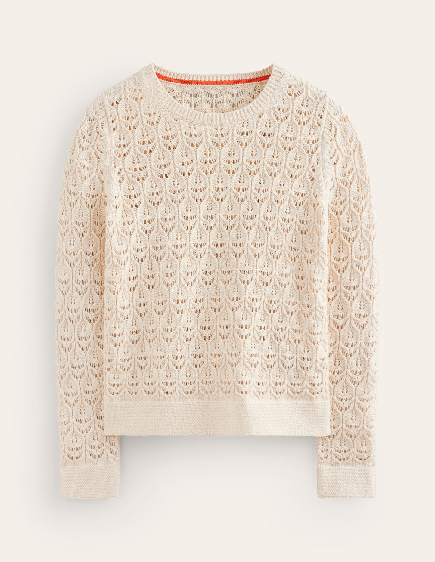 Crochet Knit Jumper-Warm Ivory