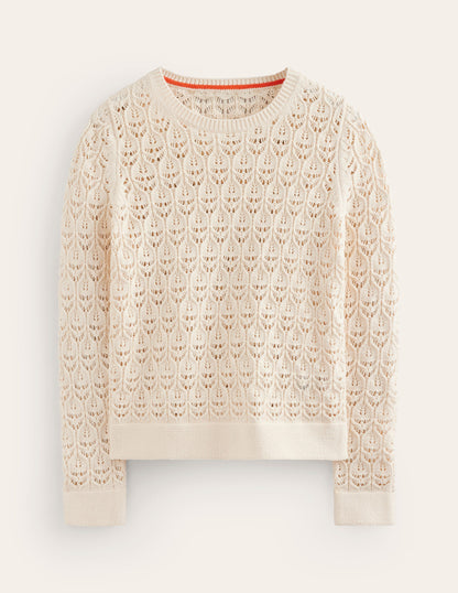 Crochet Knit Jumper-Warm Ivory-5