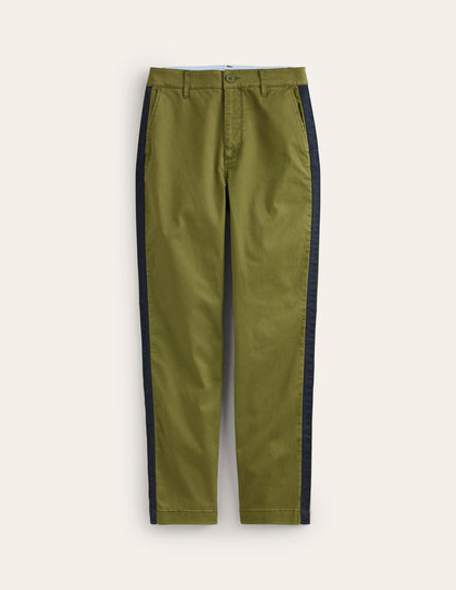 Barnsbury Chino Trousers-Khaki Navy Side Stripe