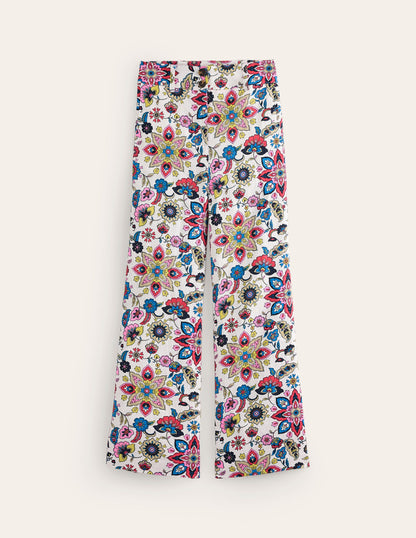 Westbourne Linen Trousers-Ivory, Botanical Sprig