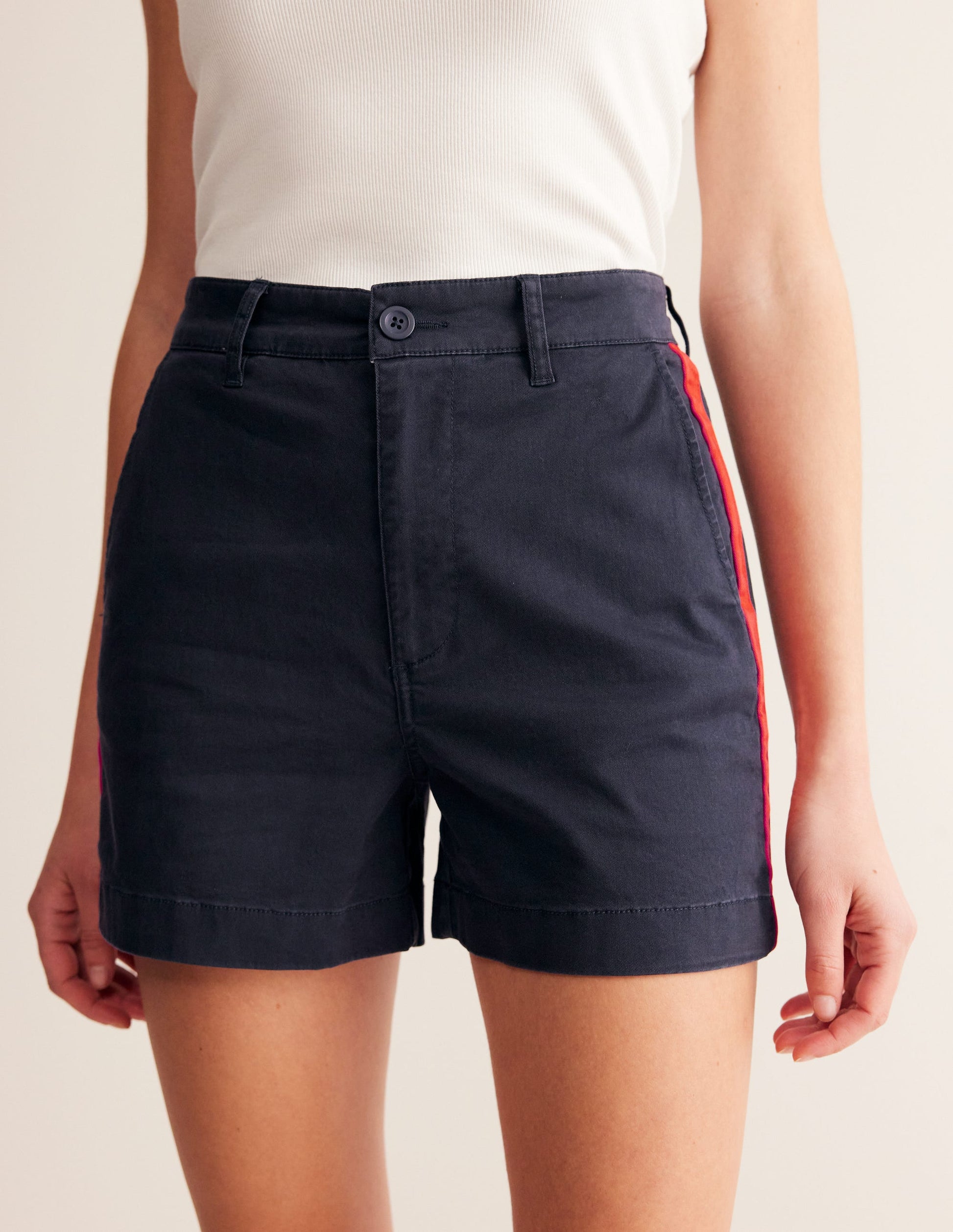 Barnsbury Chino Short-Navy, Red Side Stripe-2