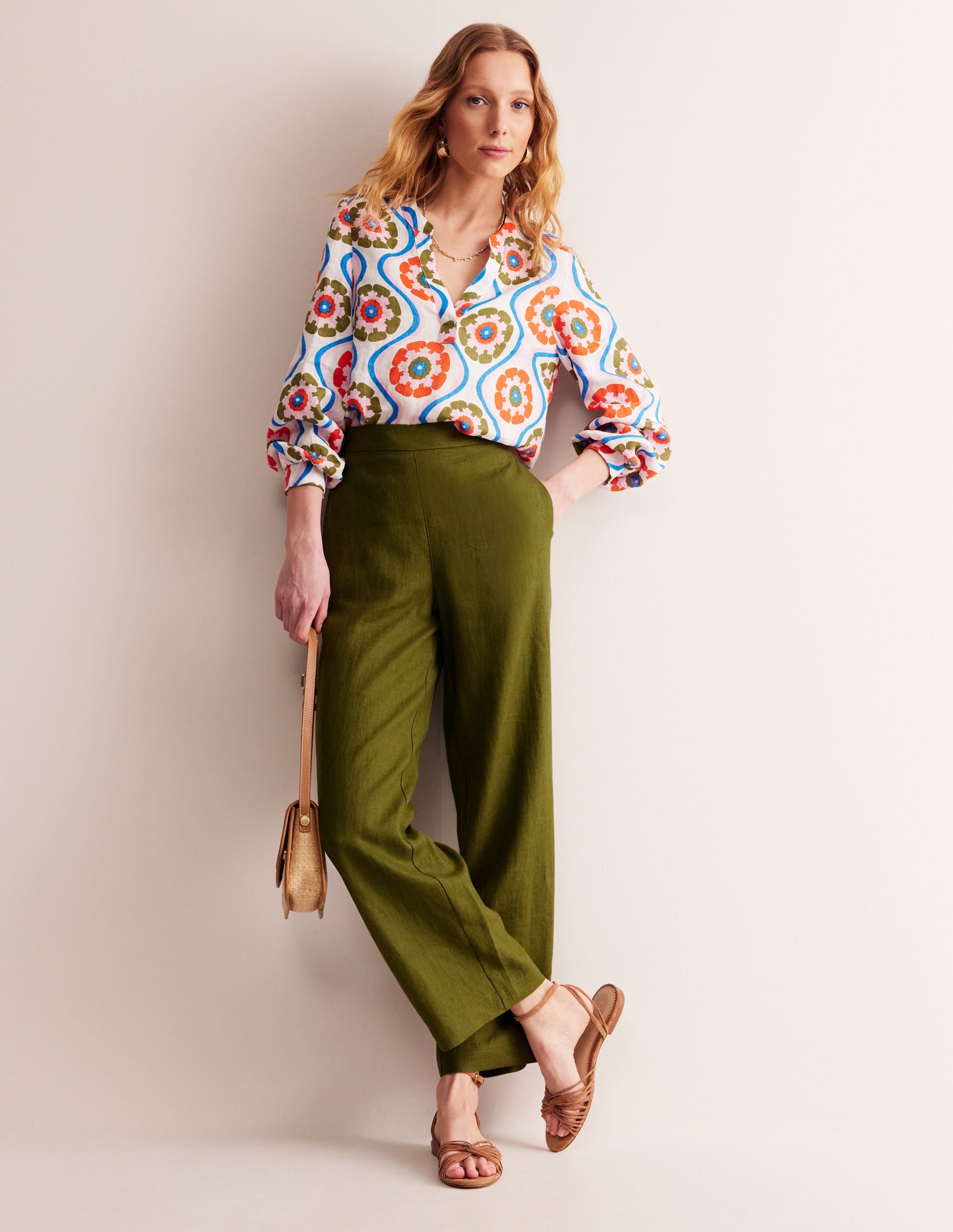 Hampstead Linen Trousers-Mayfly - Image 1