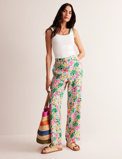 Hampstead Linen Trousers-Multi, Tropical Paradise