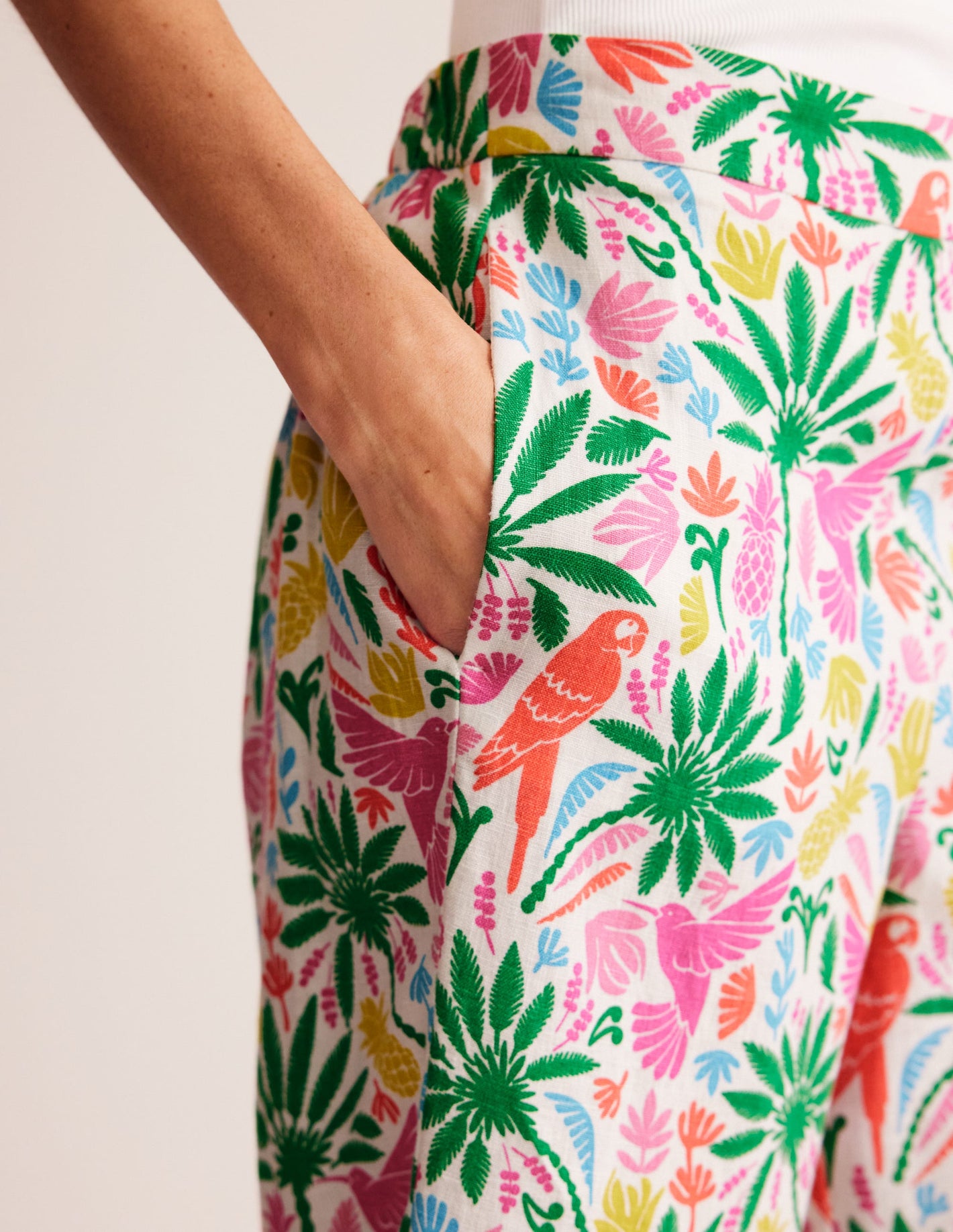 Hampstead Linen Trousers-Multi, Tropical Paradise