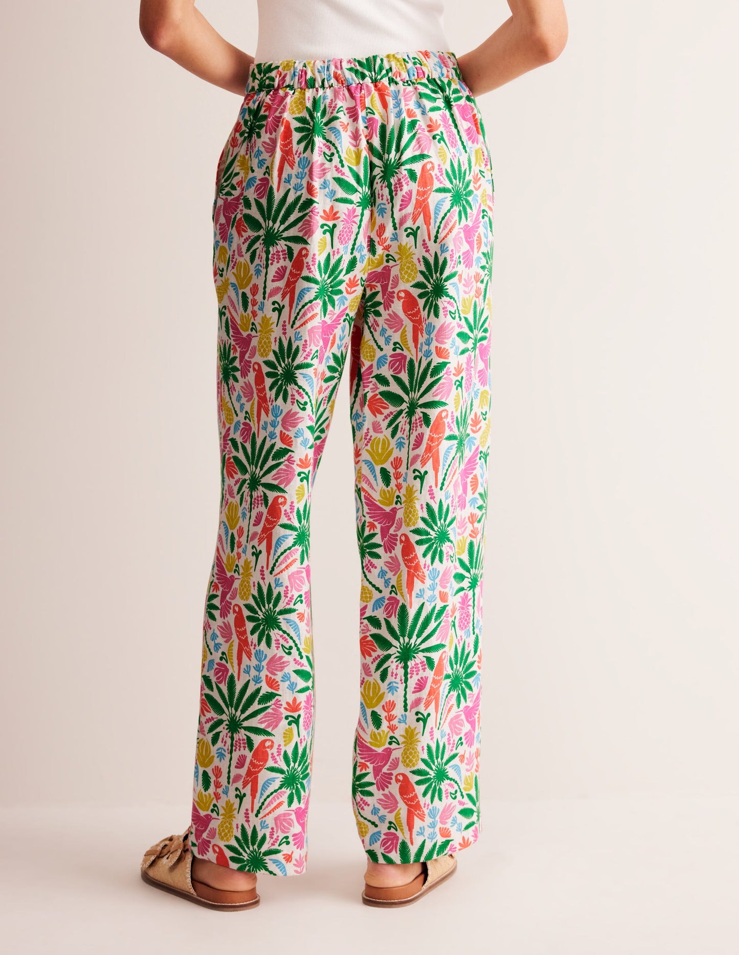 Hampstead Linen Trousers-Multi, Tropical Paradise