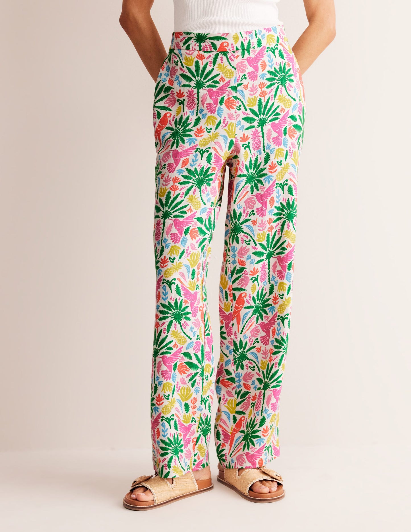 Hampstead Linen Trousers-Multi, Tropical Paradise