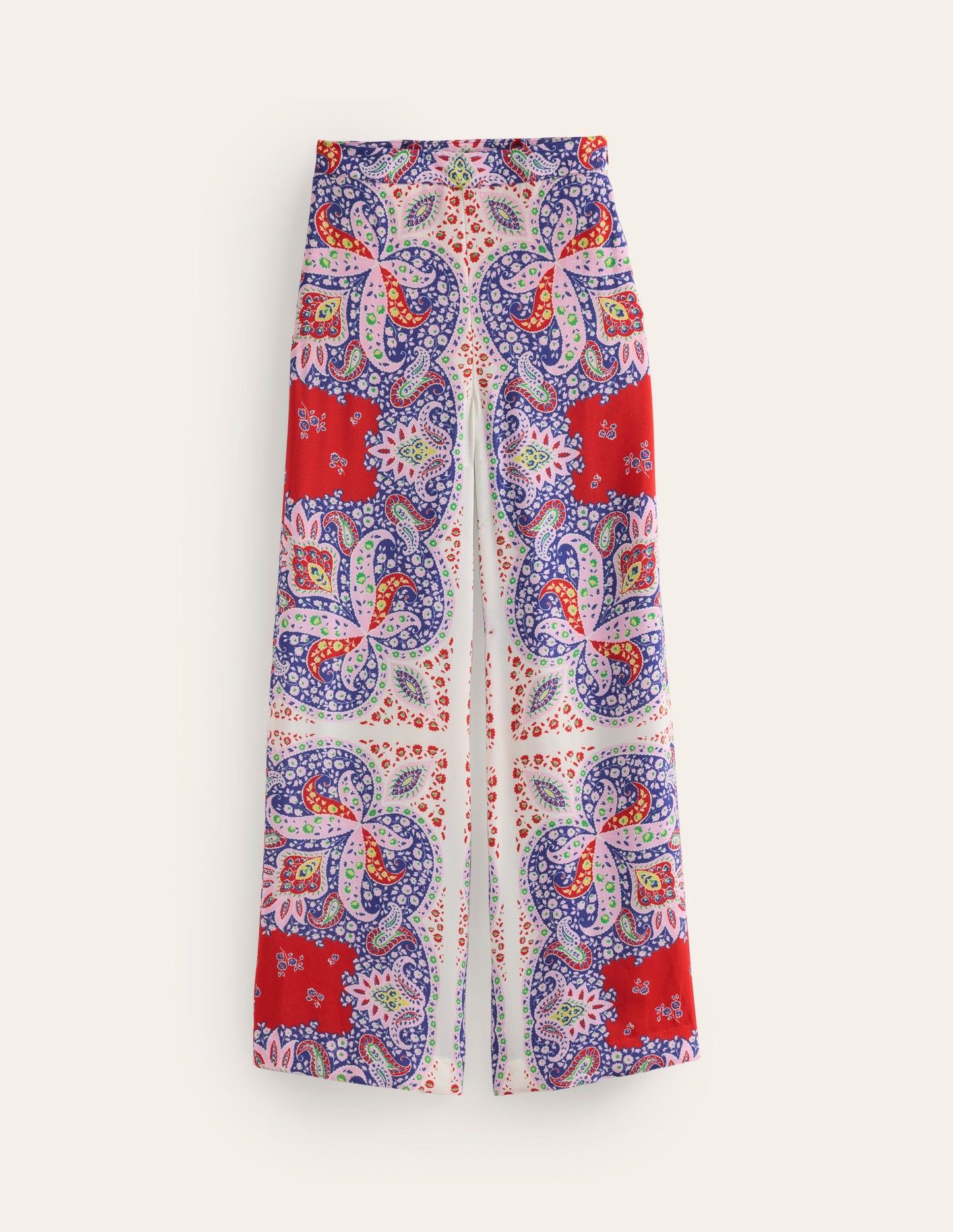 Palazzo Fluid Crepe Trousers-Rubicondo, Ornate Paisley