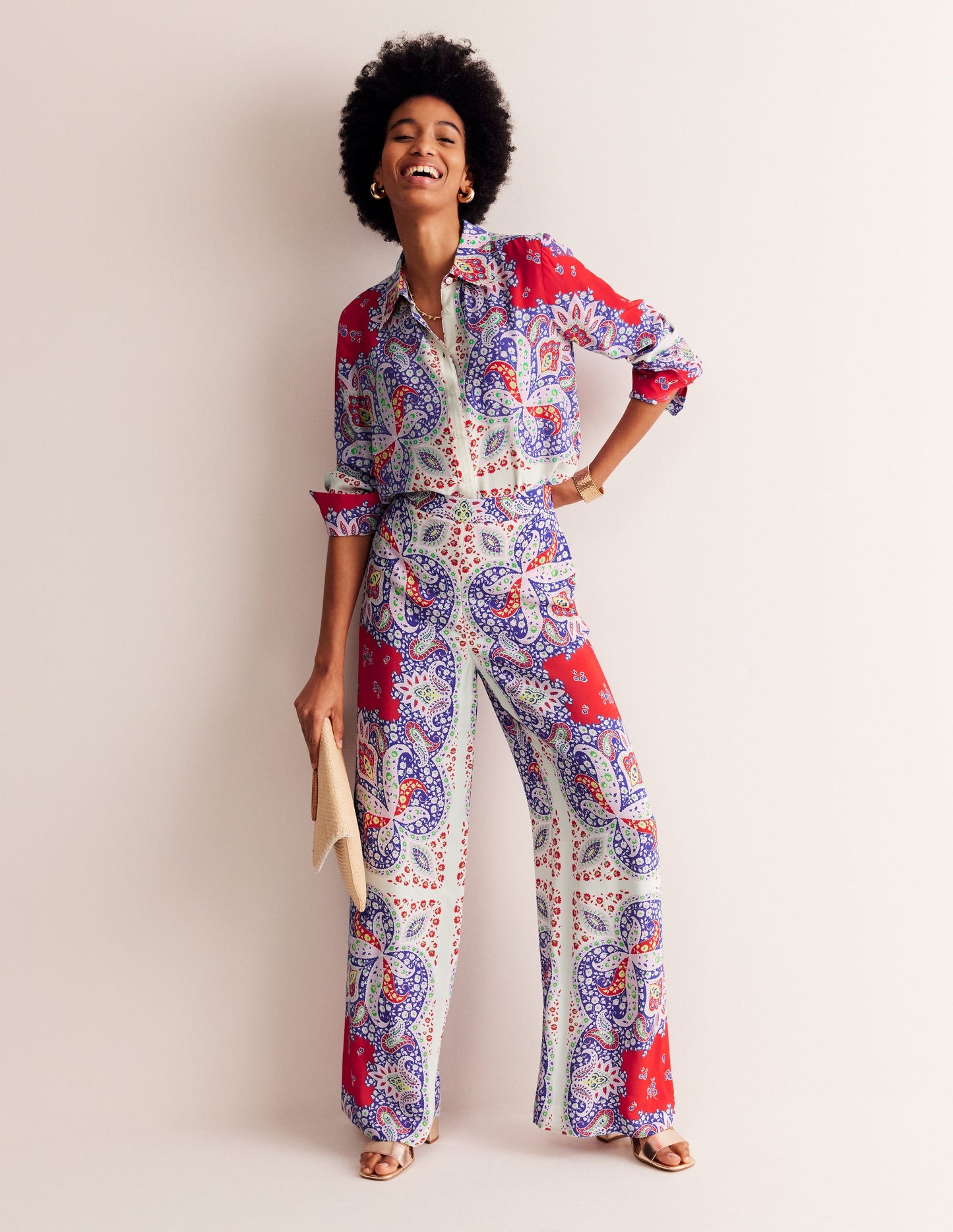 Palazzo Fluid Crepe Trousers-Rubicondo, Ornate Paisley