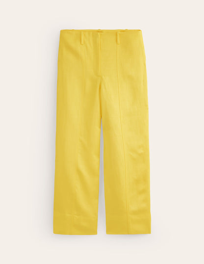 Cropped Twill Trousers-Vibrant Yellow