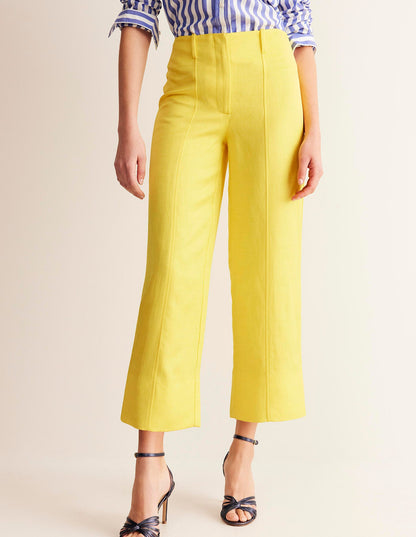 Cropped Twill Trousers-Vibrant Yellow