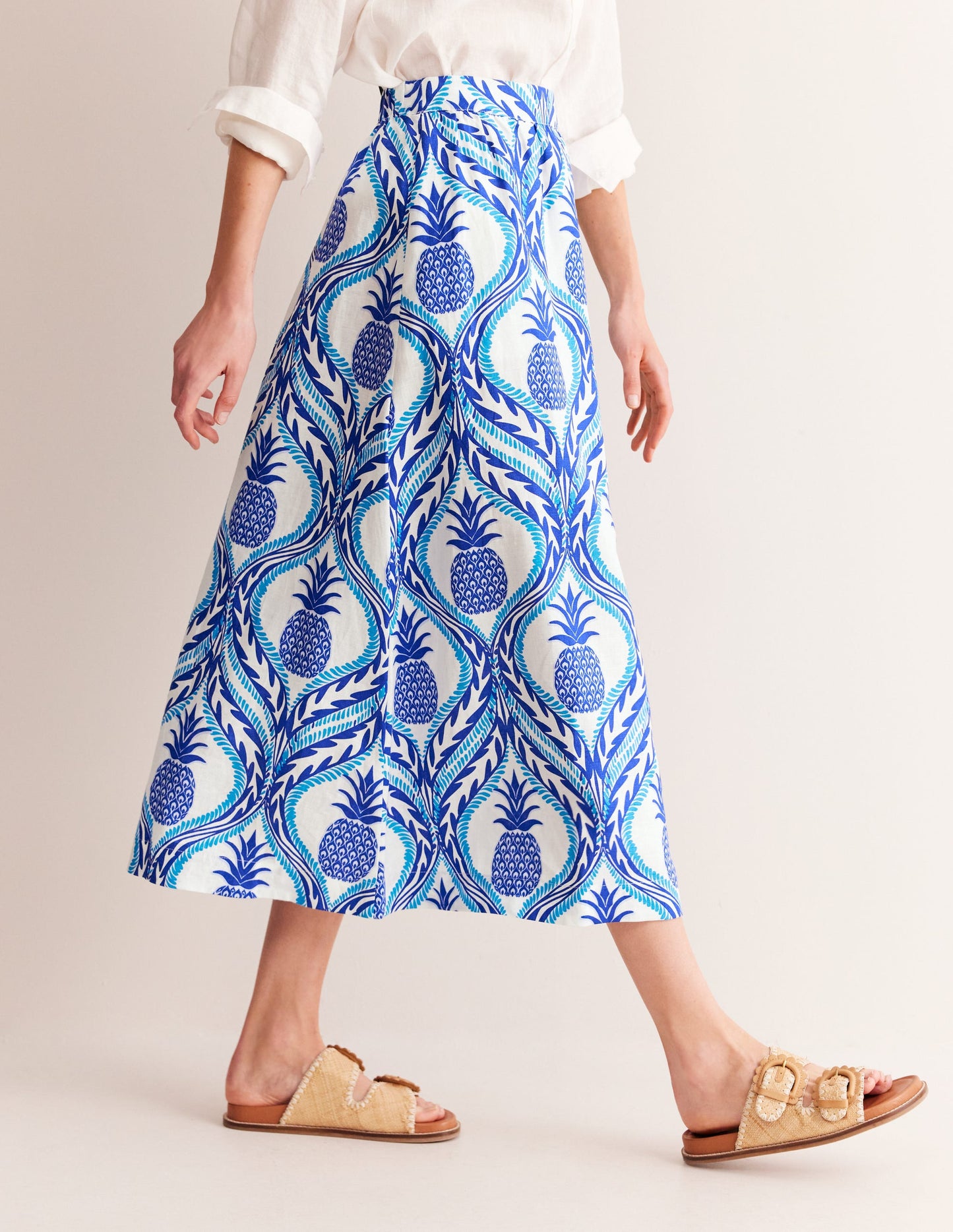 Florence Linen Skirt-Surf the Web, Pineapple Wave