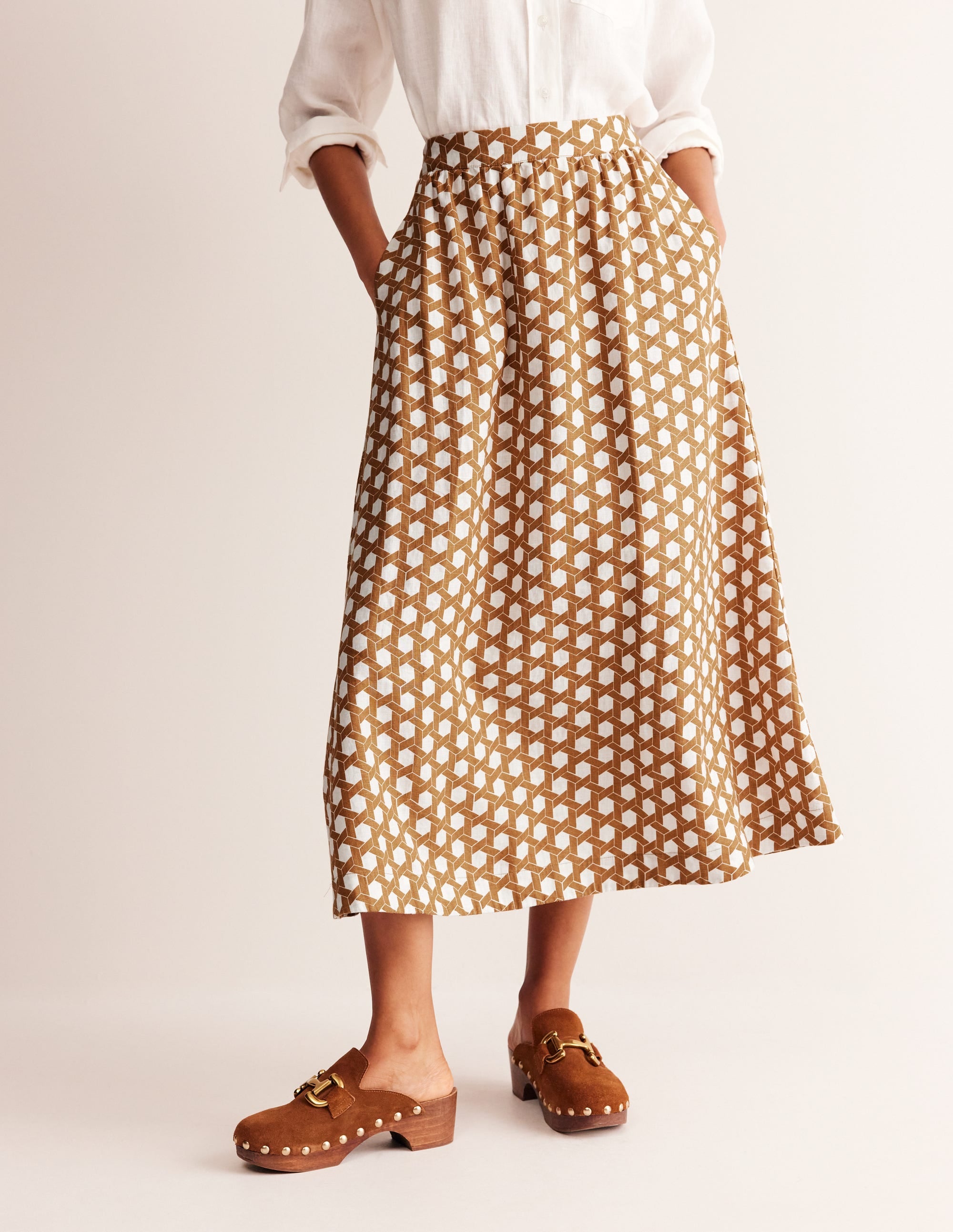 Florence Linen Skirt-Rubber, Honeycomb Geo - Image 4