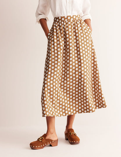 Florence Linen Skirt-Rubber, Honeycomb Geo