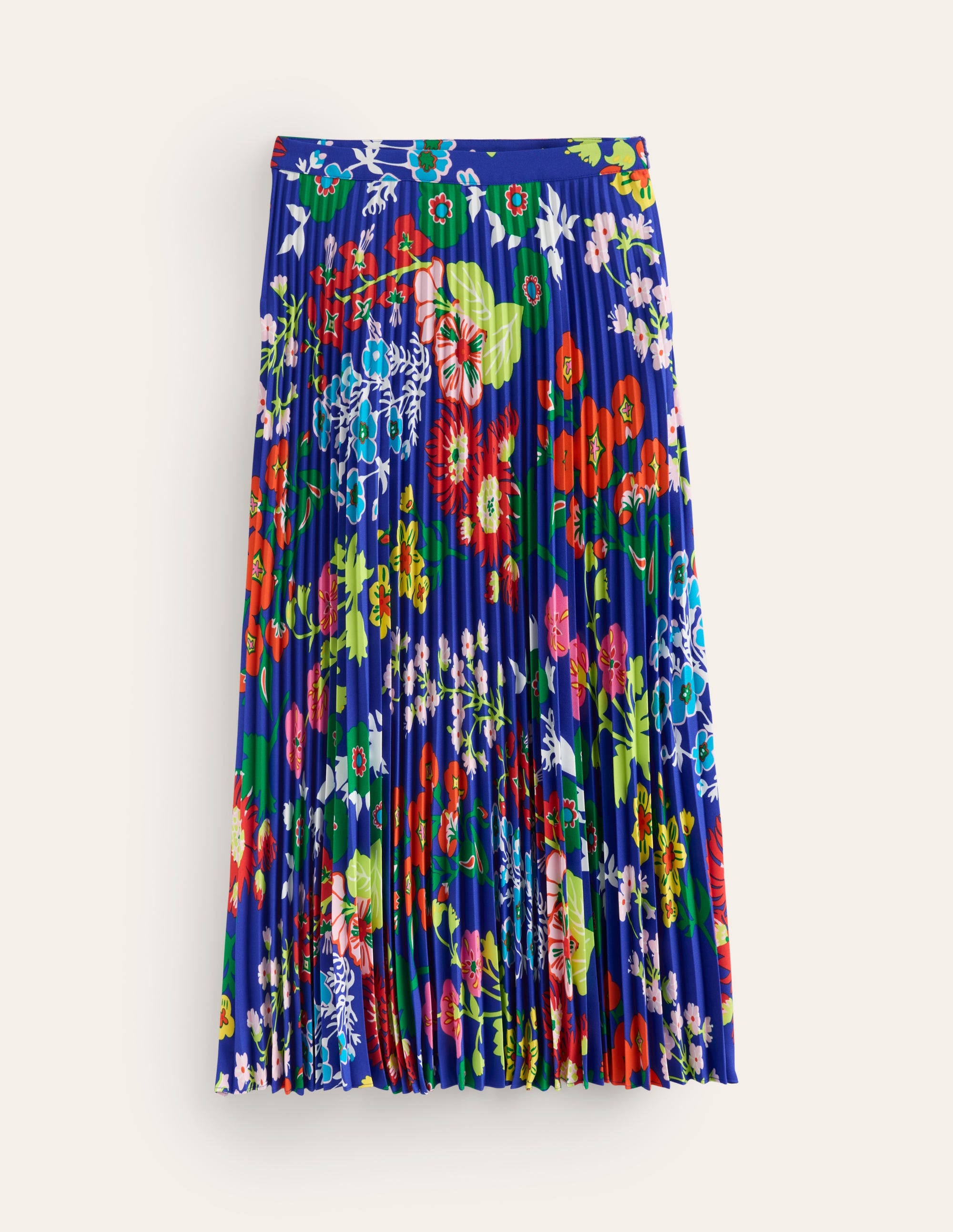Pleated Midi Skirt-Blue, Wildflower Cluster - Image 6