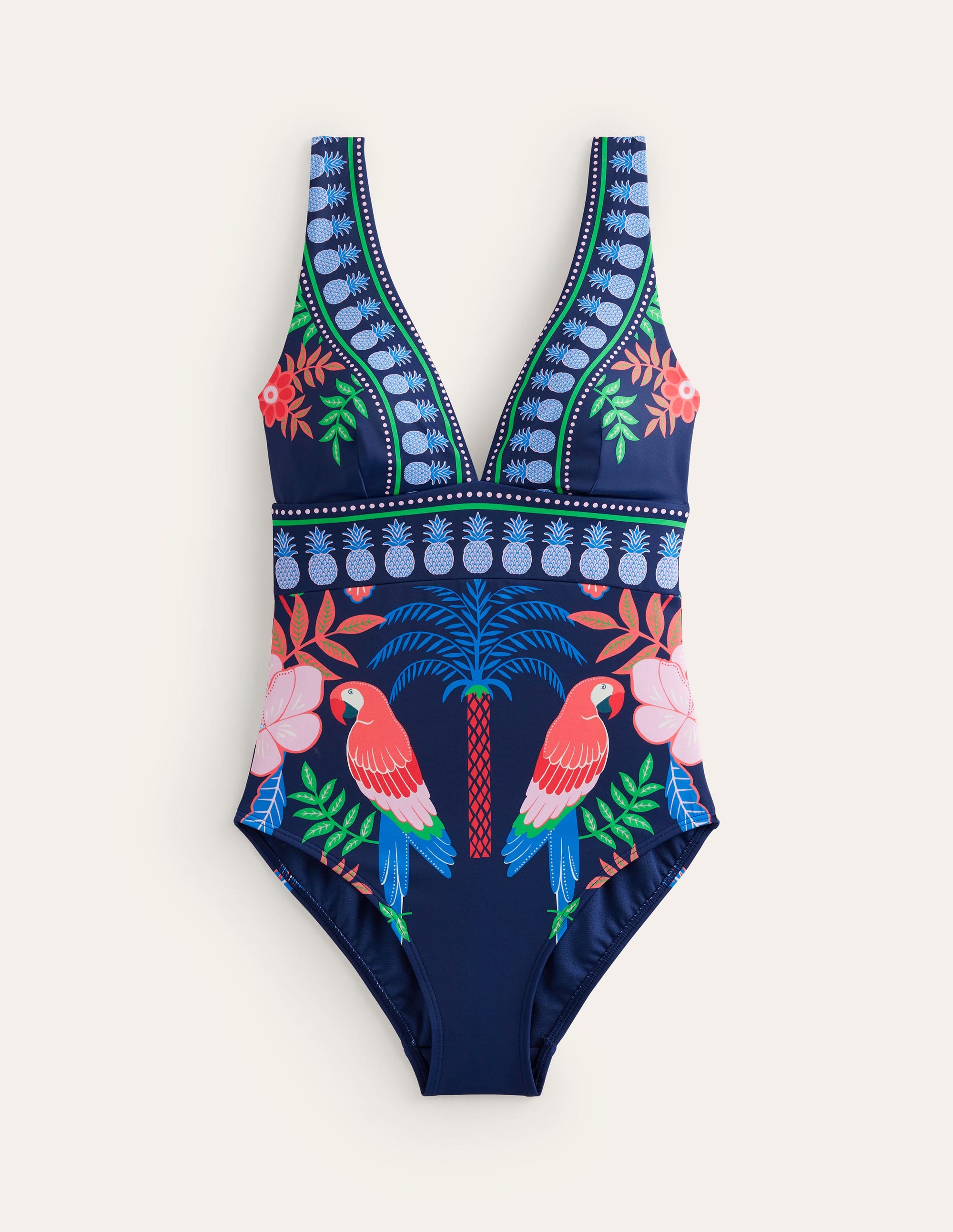 Porto V-neck Swimsuit-French Navy Parrots - Image 6