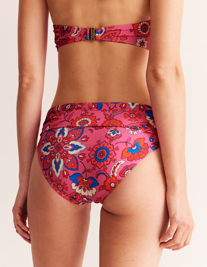 Levanzo Fold Bikini Bottoms-Pink, Botanical Wave