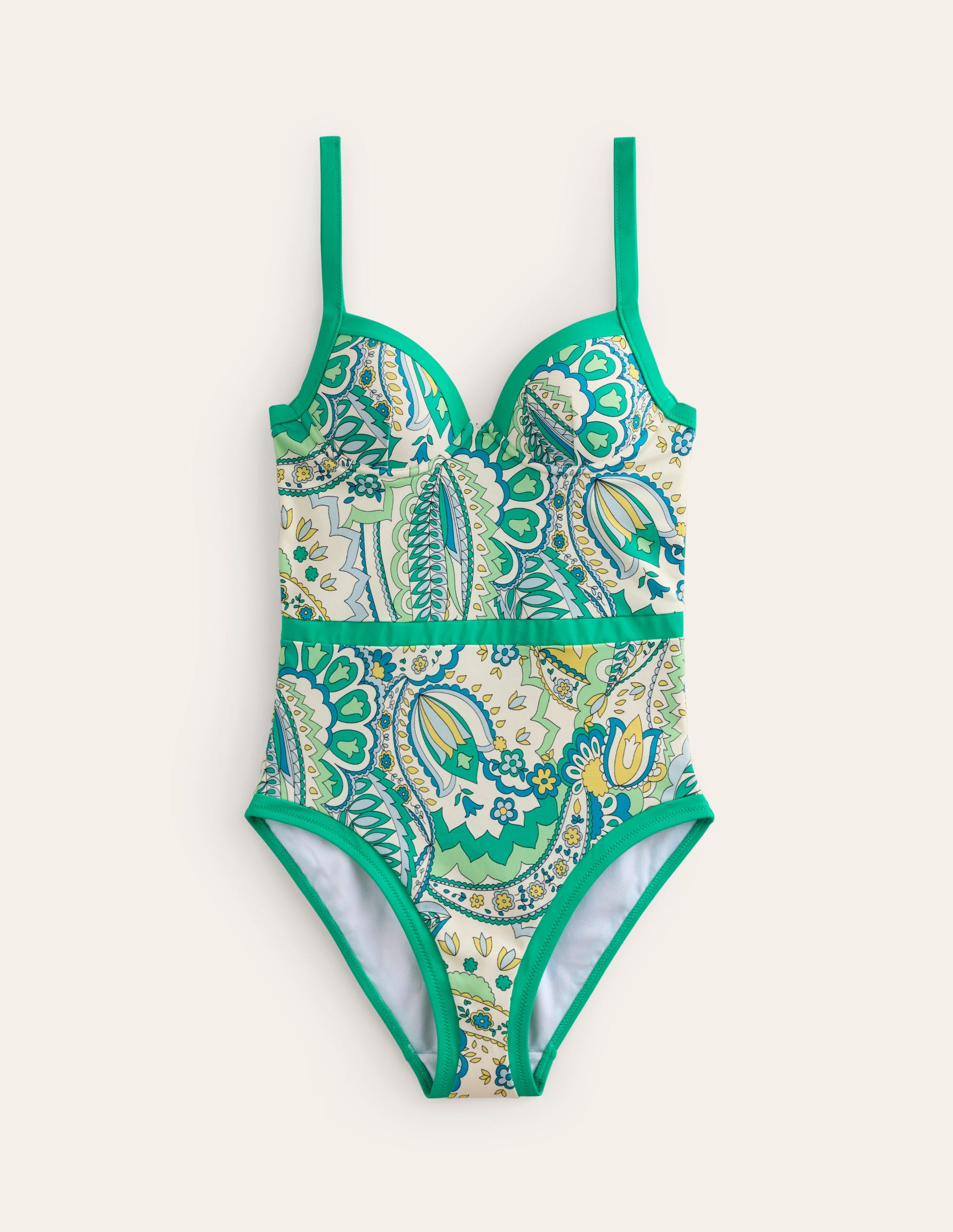 Colour Pop Cup Size Swimsuit-Emerald, Foliage Paisley-6