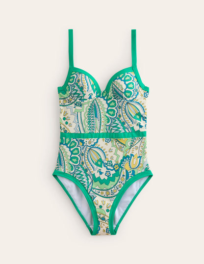 Colour Pop Cup Size Swimsuit-Emerald, Foliage Paisley-6