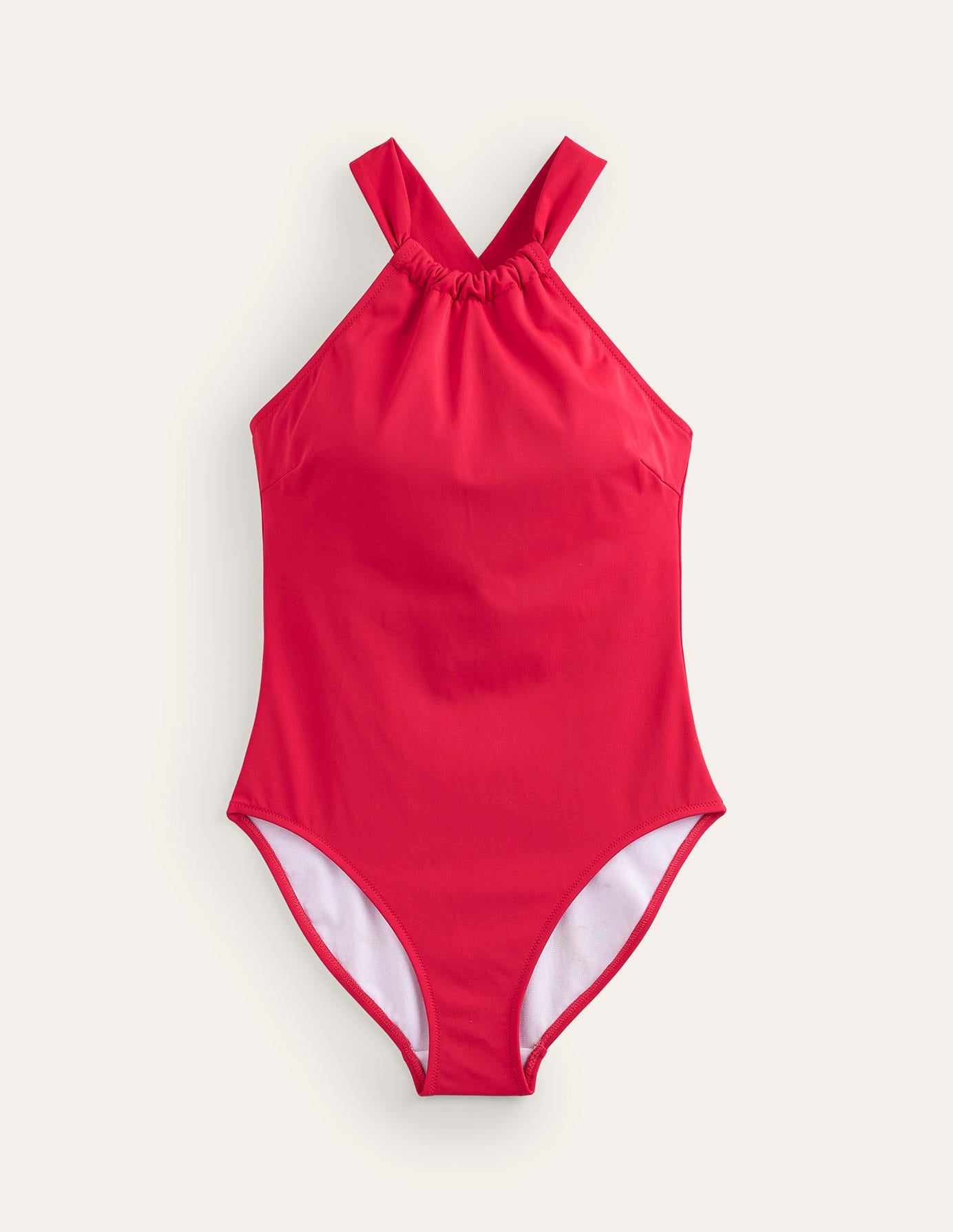 Gather Cross-back Swimsuit-Red - Image 7