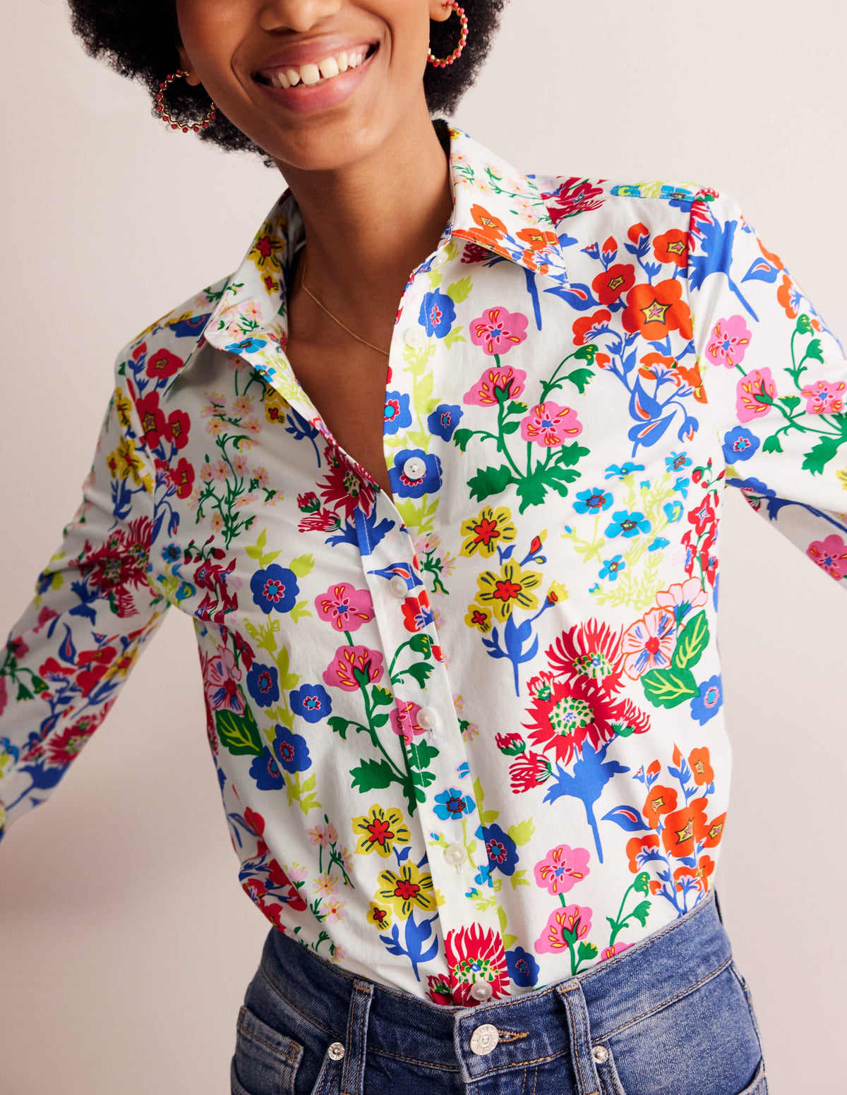 Sienna Cotton Shirt-Multi, Wildflower Cluster - Image 2