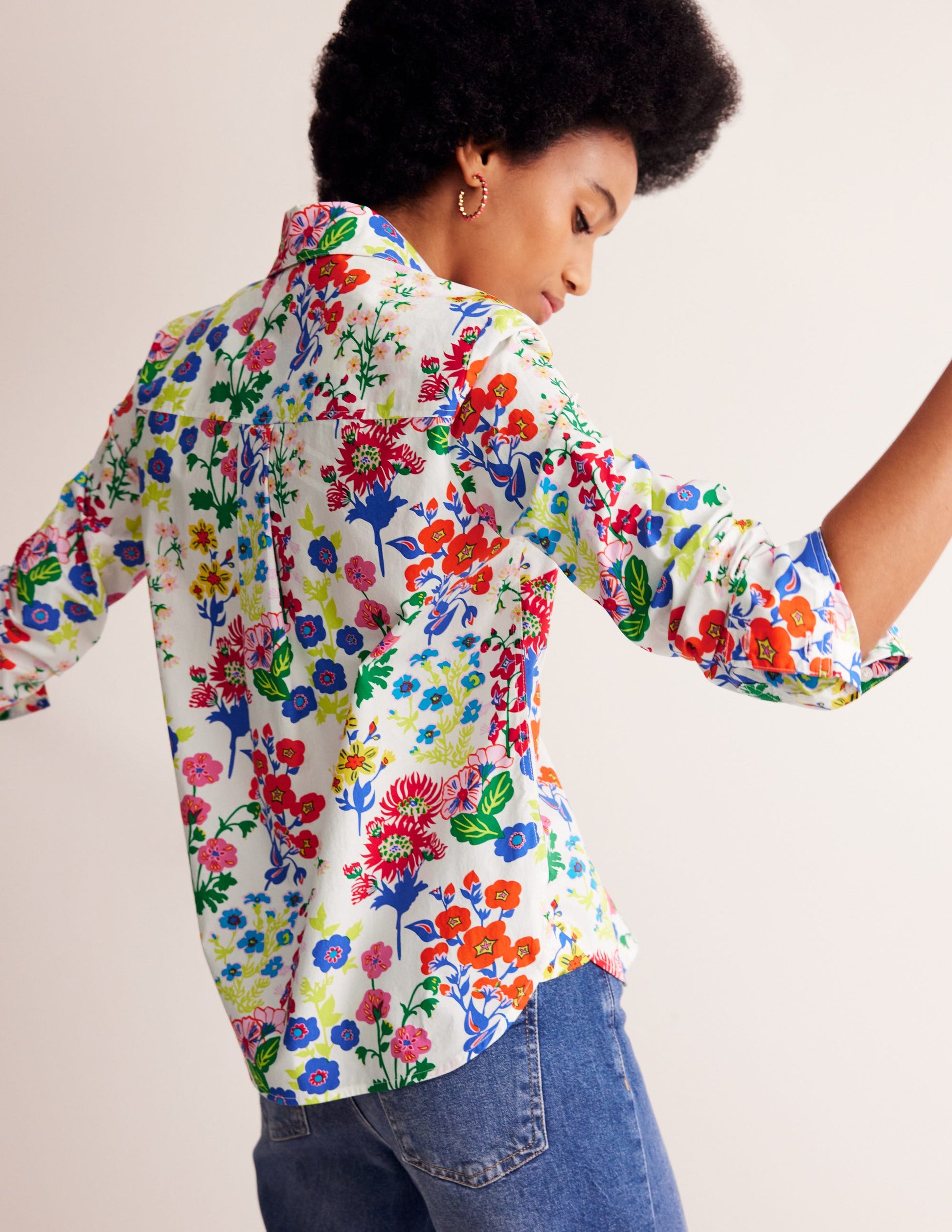 Sienna Cotton Shirt-Multi, Wildflower Cluster-3