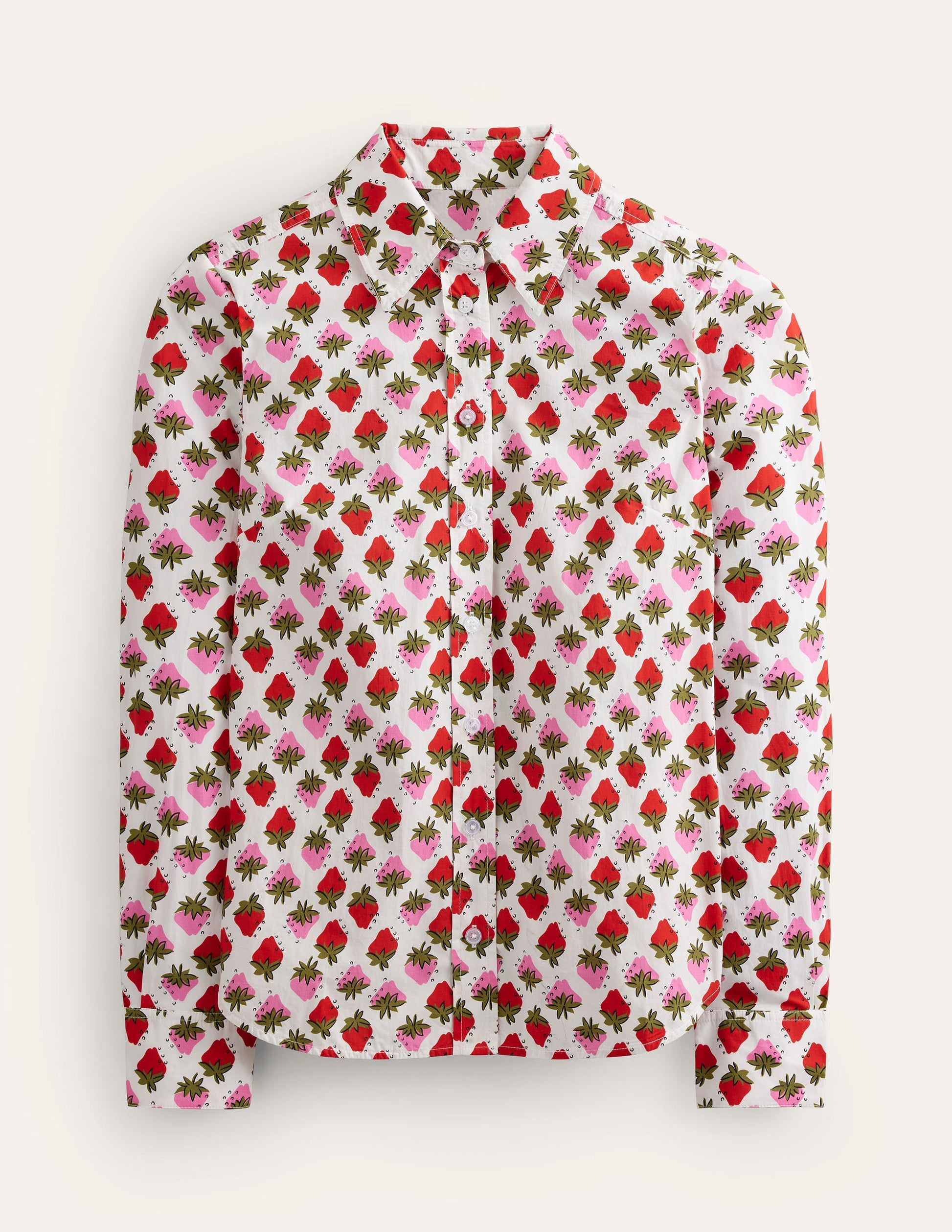Sienna Cotton Shirt-Ivory, Strawberry Pop-5