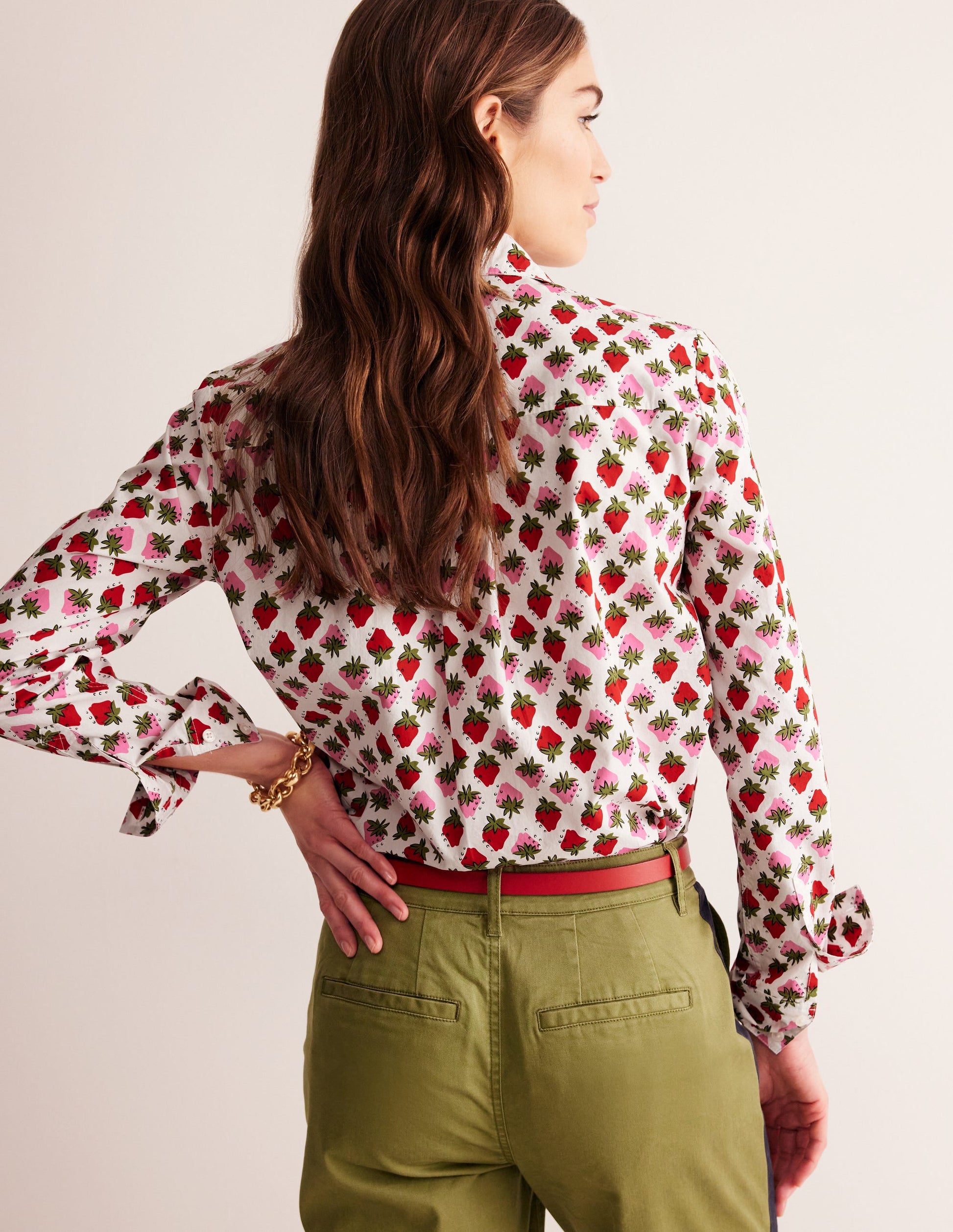 Sienna Cotton Shirt-Ivory, Strawberry Pop-3