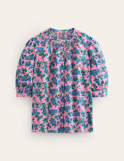 Ada Linen Top-Rose Damask, Paisley Wave