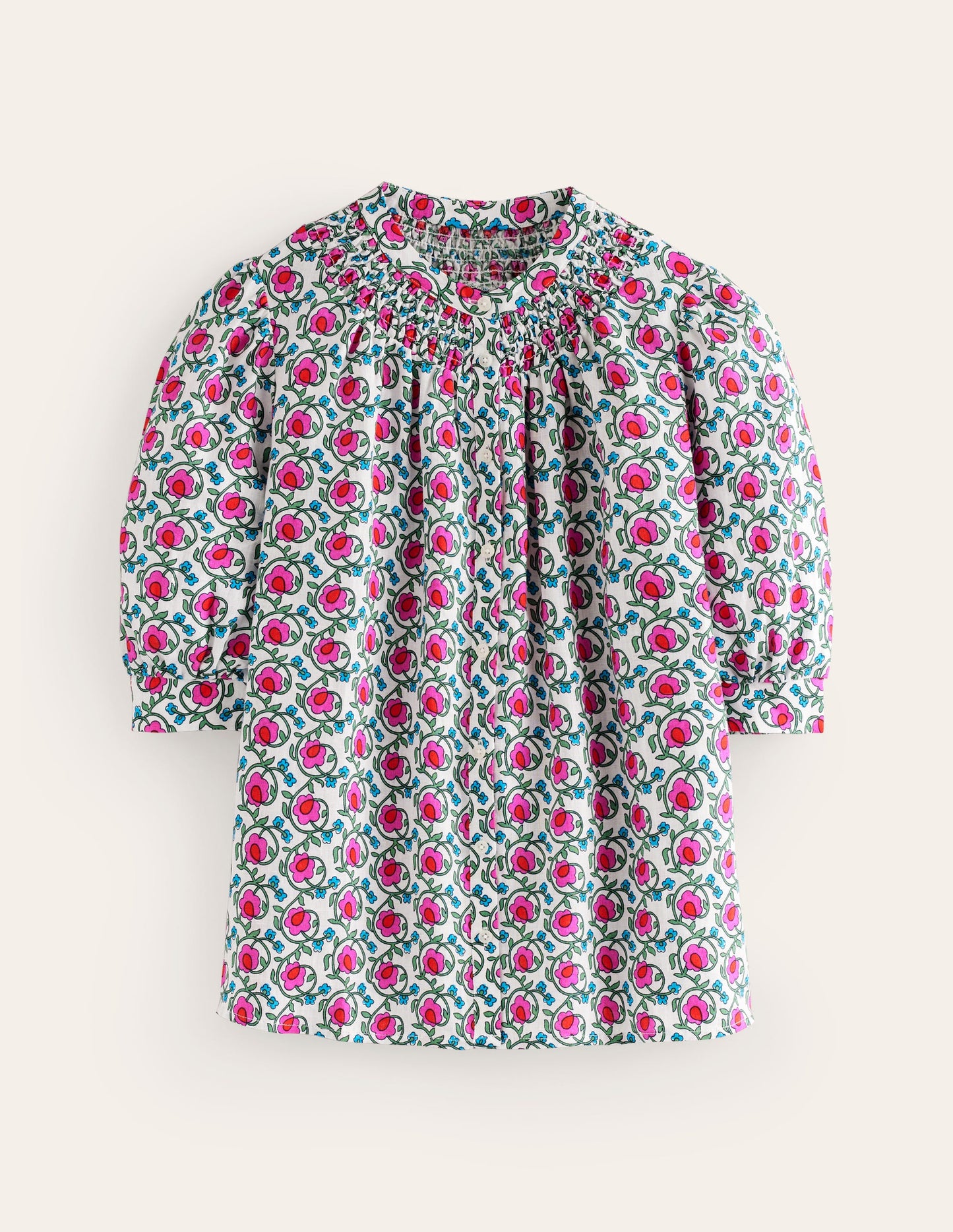 Ada Linen Top-Pop Pansy, Foliage Terrace