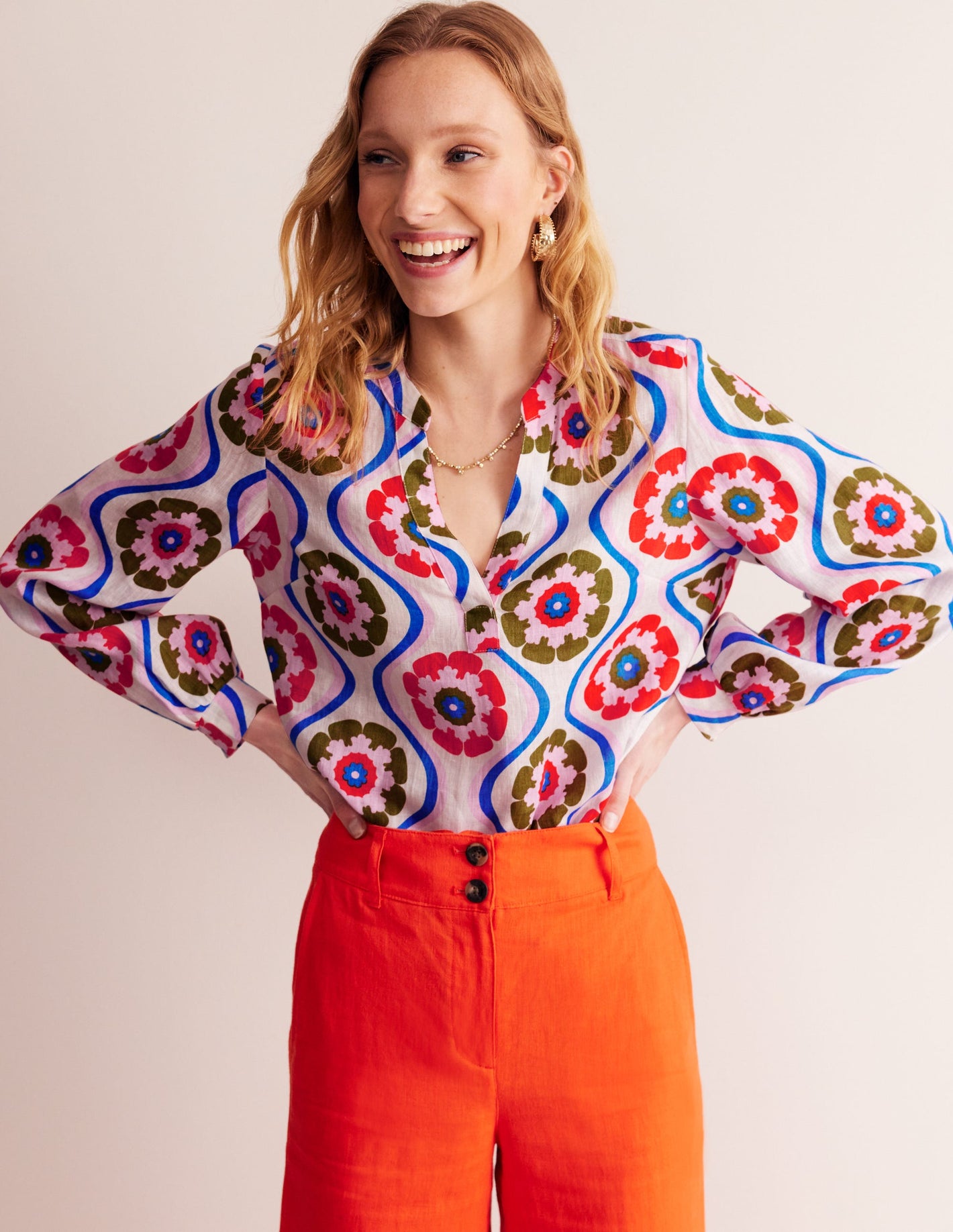 Alice Linen Top-Multi, Geo Floret