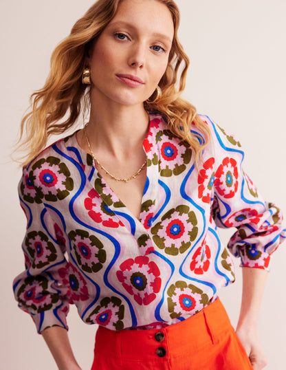 Alice Linen Top-Multi, Geo Floret