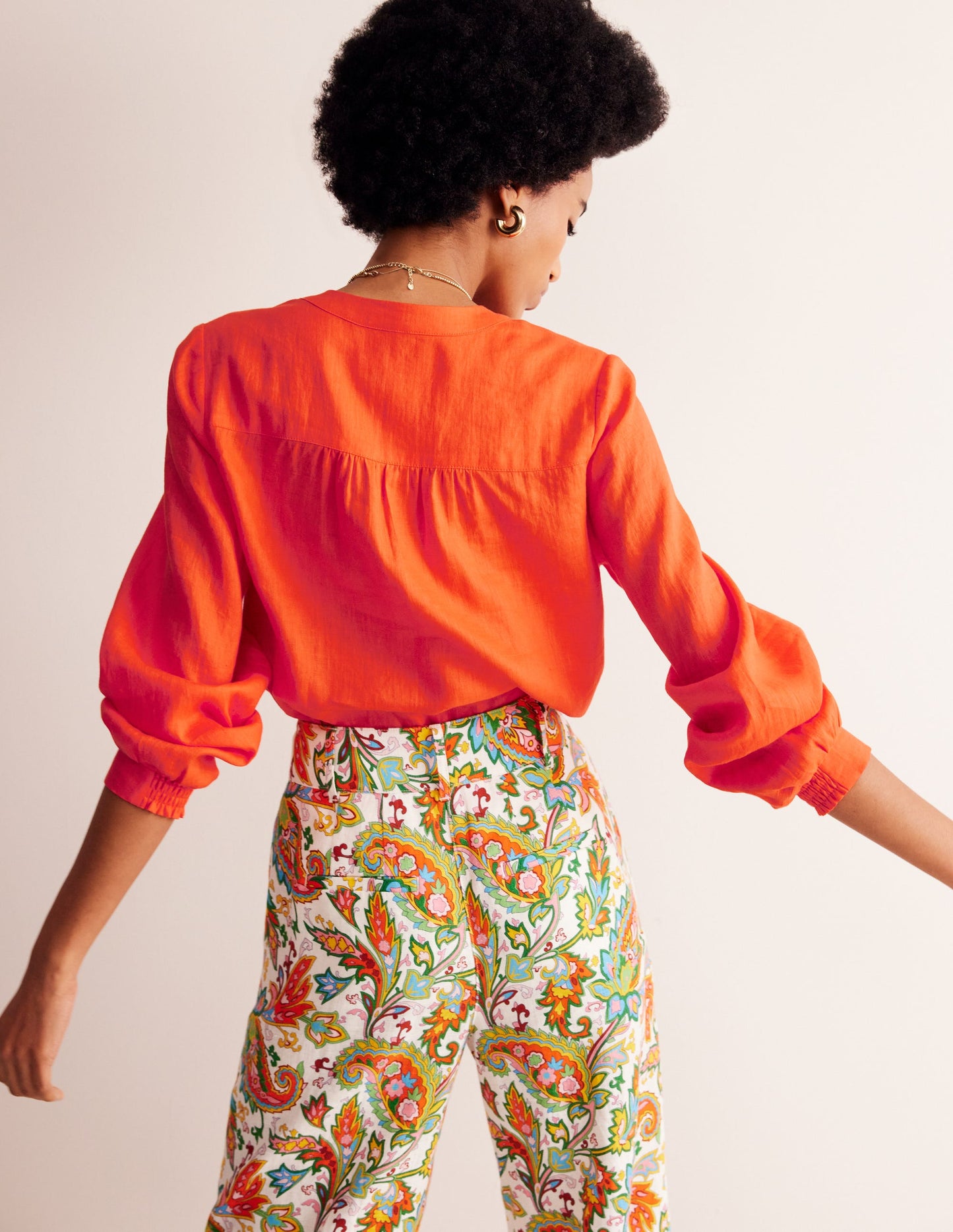 Alice Linen Top-Mandarin Orange