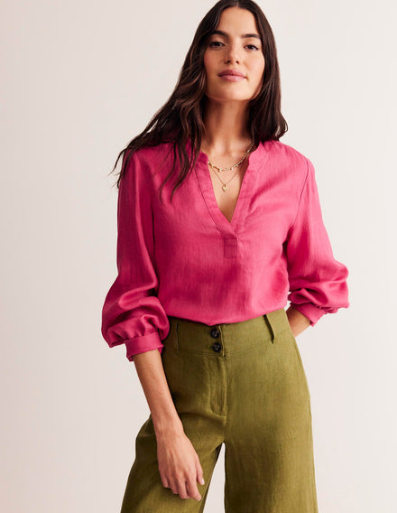 Alice Linen Top-Rethink Pink