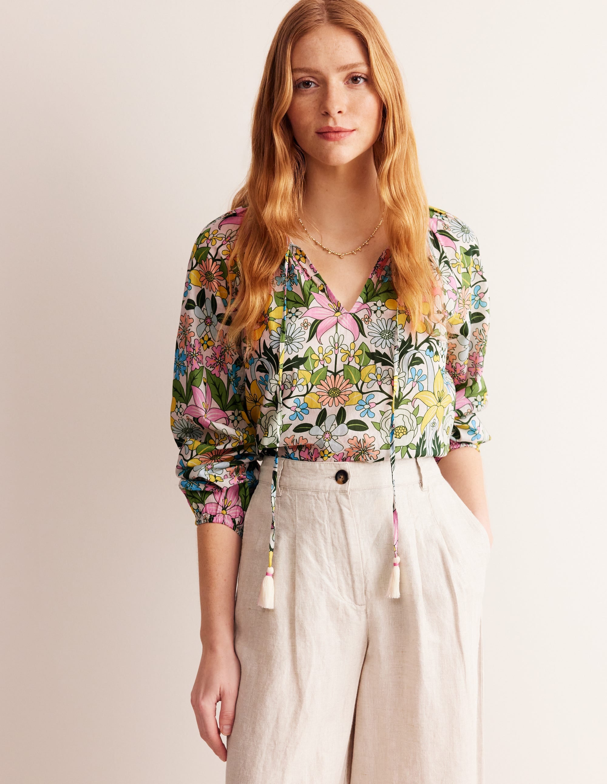 Serena Cotton Blouse-Multi, Wildflower Daisy - Image 1