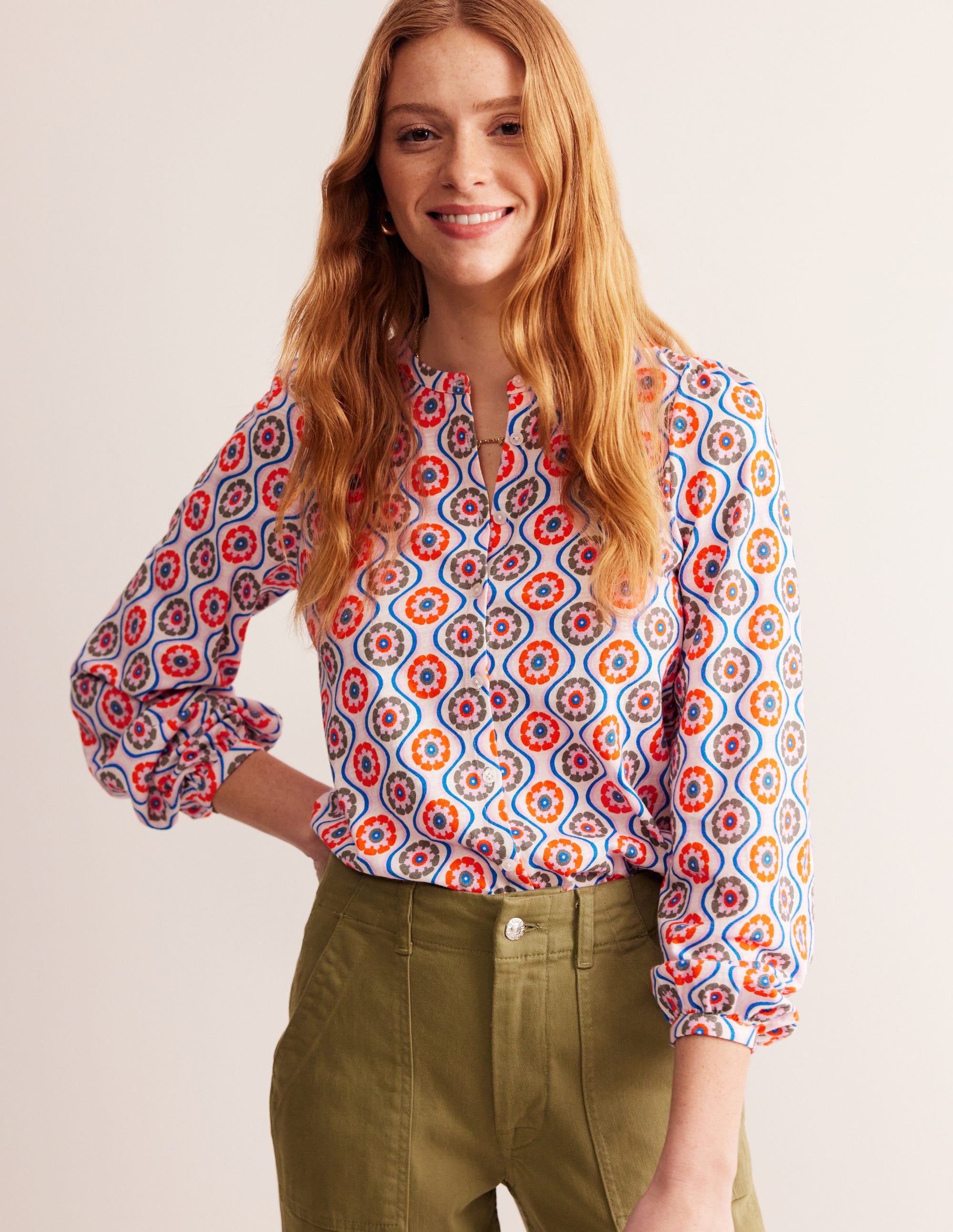 Marina Jersey Shirt-Multi, Geo Floral - Image 1