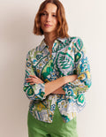 Sienna Linen Shirt-Emerald, Foliage Paisley
